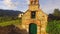 Panoramic of Christian church of Spanish architecture in stone