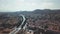 Panoramic cinematic aerial view of Malaga City SPAIN