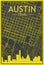 Panoramic city skyline poster with streets network of AUSTIN, TEXAS