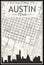 Panoramic city skyline poster with streets network of AUSTIN, TEXAS