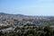 Panoramic city view from park in Malaga, Conception garden, jardin la concepcion in Malaga, Spain, botanical garden