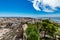 Panoramic cityscape of Almeria with the walls of Alcazaba (Castle)