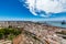 Panoramic cityscape of Almeria with the walls of Alcazaba (Castle)