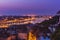 Panoramic cityscape of the Danube river in Budapest, Hungary Colorful sunrise