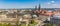 Panoramic cityscape of historic city Dresden with church towers and palace complex