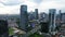 Panoramic cityscape of Indonesia capital city Jakarta at sunset. A rare clear day in the polluted city. Jakarta, Indonesia,
