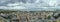 Panoramic cityscape of lower part of historical town and nearby lake, Bolsena, Viterbo, Italy