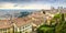 Panoramic cityscape view of Bergamo old town, Italy