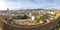 Panoramic cityscape view of historic center of Malaga city, Costa del Sol, Andalusia, Spain. Cathedral of Malaga on the left on