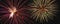 Panoramic Close-up Colorful Fireworks at Night, on black background