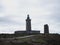 Panoramic coastline shore cliff view at Cap Frehel lighthouse peninsula atlantic ocean Cotes dArmor Brittany France