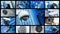 Panoramic collage of closeup security CCTV camera or surveillance system