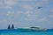 Panoramic of Colombier beach, sailing boats and regatta, St Barth, St. Barths, Saint Barthelemy, French West Indies, French Antill