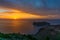 Panoramic colorful sunset view in Assos peninsula of Kefalonia Greece