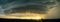 Panoramic composite of a rotating `mothership` wall cloud of a supercell thunderstorm over the plains of North Dakota