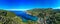 Panoramic of the Corfu island surrounded by turquoise waters of Ionian sea, Cape Drastis in Greece