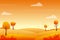 Panoramic countryside in autumn season vector illustration