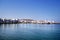 Panoramic day view of the old port of Chora in Mykonos