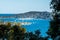 Panoramic daytime view from West Head Lookout to Pittwater, Australia.