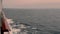 Panoramic from the deck of the ship, horizon with fog in the north sea