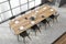 Panoramic dining room with grey chairs, top view