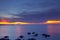 Panoramic dramatic pastel sunset sky and tropical sea image