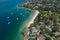 Panoramic drone aerial view over Cobblers Bay and Chinamans Beach in Mosman, Northern Beaches Sydney