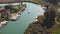 Panoramic drone view of river valley and Dalyan resort Mugla Turkey