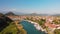 Panoramic drone view of river valley and Dalyan resort Mugla Turkey