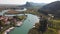 Panoramic drone view of river valley and Dalyan resort Mugla Turkey