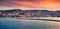 Panoramic evening cityscape of Argostolion town, former municipality on the island of Kefalonia, Ionian Islands, Greece.