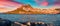 Panoramic evening cityscape of Castelsardo port. Beautiful sunset on Sardinia island,