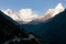 Panoramic evening view of Ama Dablam, Mount Everest and Lhotse - Nepal