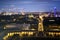 Panoramic evening view of Copenhagen from the tower of Christiansborg Palace. Copenhagen, Denmark. February 2020