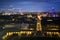 Panoramic evening view of Copenhagen from the tower of Christiansborg Palace. Copenhagen, Denmark. February 2020