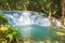 Panoramic exotic  beautiful tropical deep rainforest waterfall