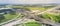 Panoramic flyover Katy freeway Interstate 10 stack interchange c