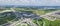 Panoramic flyover Katy freeway Interstate 10 stack interchange c