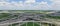 Panoramic flyover Katy freeway Interstate 10 stack interchange c