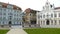 Panoramic footage with historical buildings in Union Square, Timisoara, Romania 1