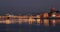 The panoramic footage of the winter night city Saint-Petersburg, Blagoveshchensky Bridge, the bridge of the lieutenant