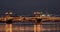 The panoramic footage of the winter night city Saint-Petersburg, Blagoveshchensky Bridge, the bridge of the lieutenant