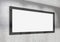 Panoramic frame Mockup hanging on office concrete wall. Mock up of a large billboard in modern company interior 3D rendering