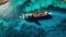 Panoramic front view of a cargo ship carrying oil, Generative AI