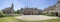 Panoramic front view of Great Chalfield Manor