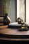 Panoramic Glamour: A Display of Three Vases on a Mahogany Desk w