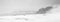Panoramic grayscale shot of the Bavarian Alps in winter