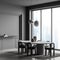 Panoramic grey dining room with minimalist sideboard