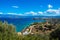 Panoramic high point view of the picturesque gulf of Mirambello, with the island of Agioi Pantes and the town of Agios Nikolaos.