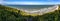 Panoramic image of the beaches of Pe de Serra and Sargi surrounded by coconut trees